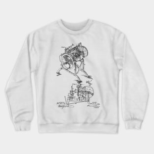 Printing Press Vintage Patent Hand Drawing Crewneck Sweatshirt